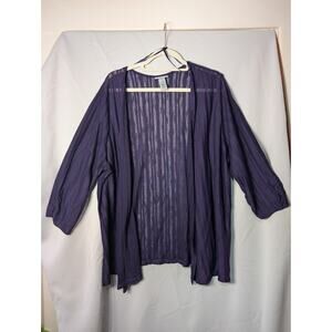 Catherine's Women's Plus Size Open Front Semi Sheer Cardigan Purple 2X(724)